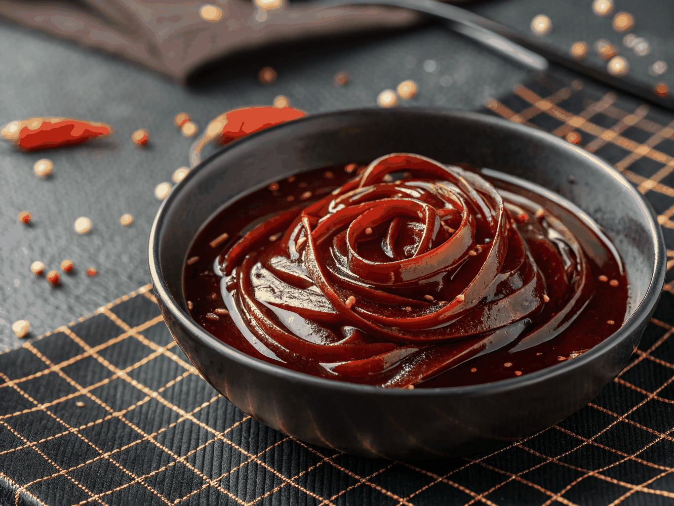 Spicy chili crunch oil in a glass jar