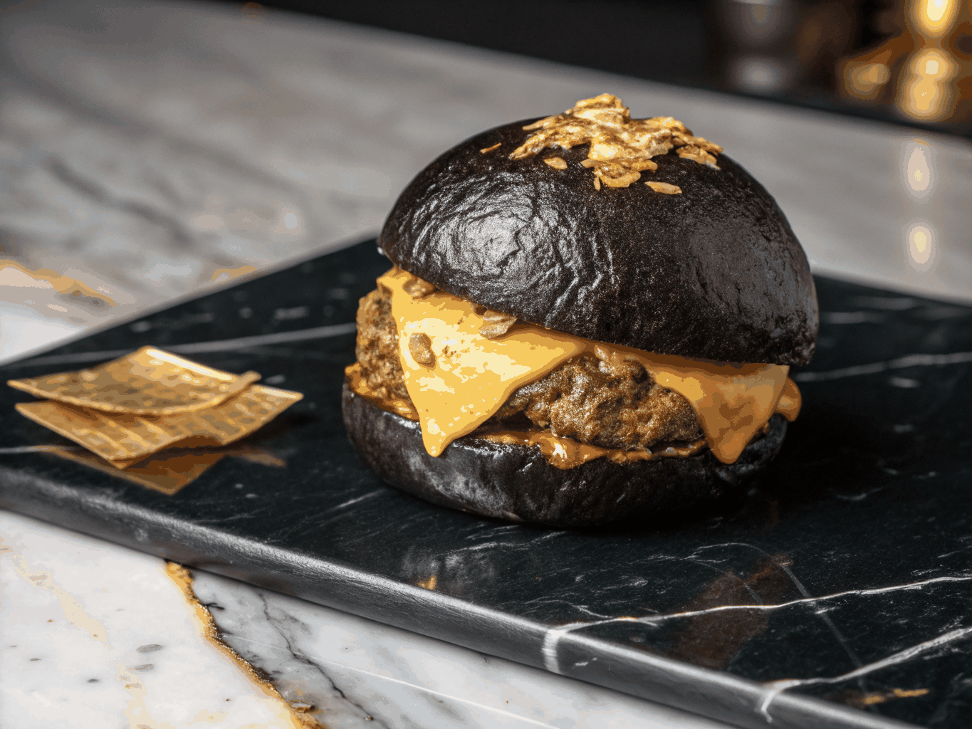 Juicy Wagyu beef burger with melted cheddar cheese
